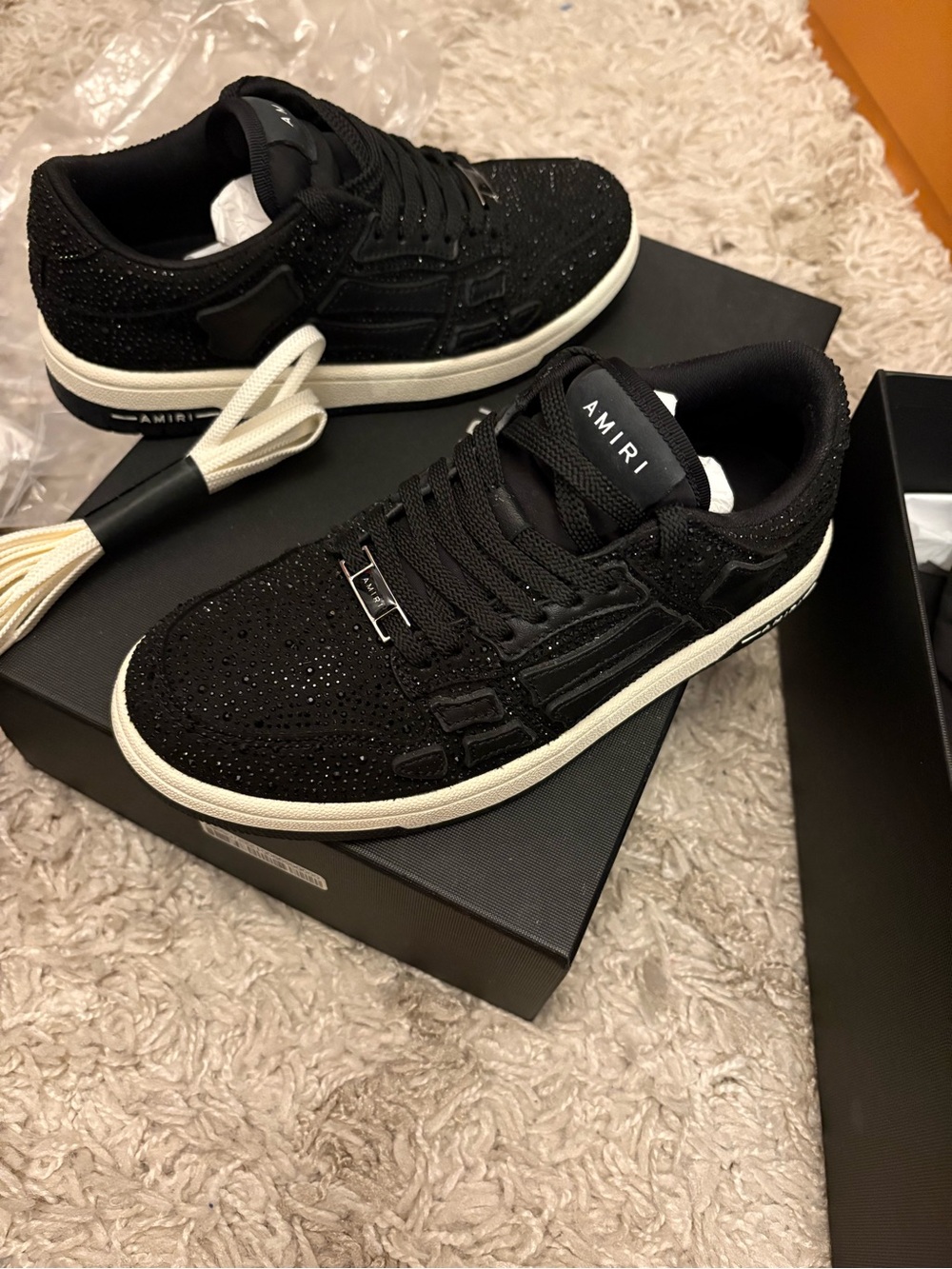 AMIRI crystal skeleton Black Low-Top Sneakers 36
